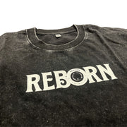 Live In Faith REBORN Faded T-Shirt in charcoal grey cotton with a distressed wash and white graphic logo on the chest.