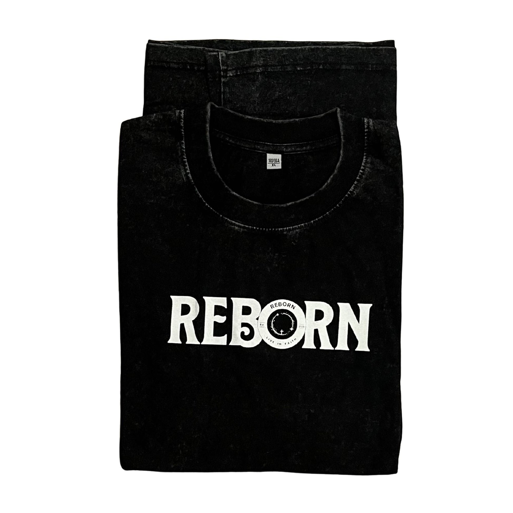 Live In Faith REBORN FADED T-SHIRT in black cotton with a faded finish and minimalist logo. Relaxed fit.
